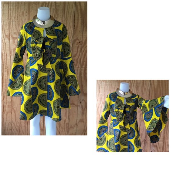 African Print Ruffled Detailed Fashion Dress/ Top - Picture 3 of 5